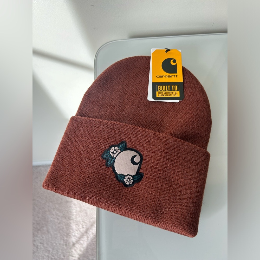 Carhartt brown Knit embroidered Patch Beanie